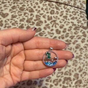 Tropical Palm Tree Pendant Necklace
